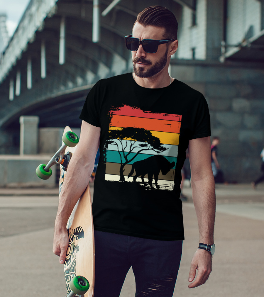 Hyenas Safari Africa Hyena Vintage Silhouette Sunset Scene T-Shirt