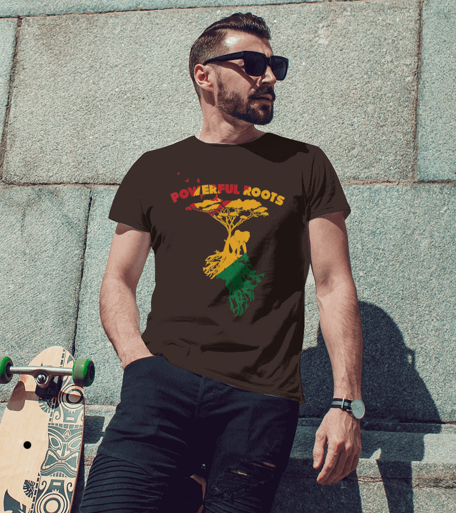 Powerful Roots Black History Month African American Elephant Tree Africa Vibes T-Shirt