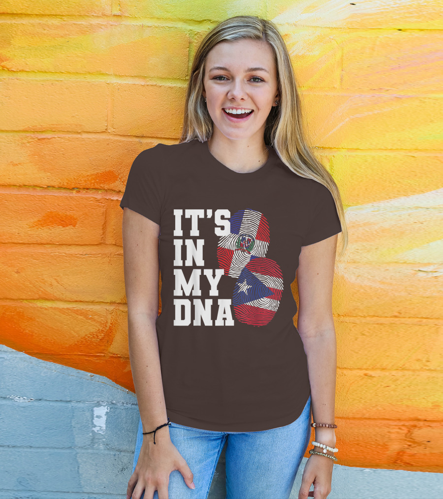 IT'S IN MY DNA Dominican Republic And Puerto Rico Fingerprints T-Shirt