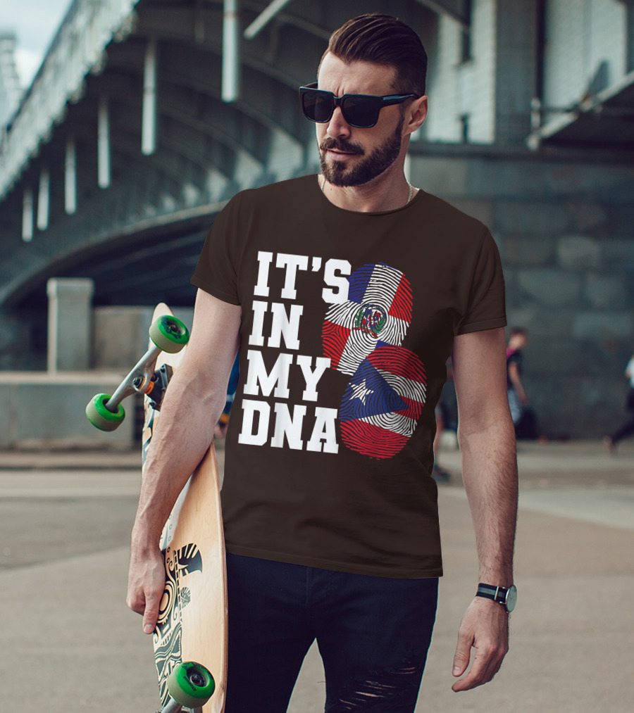 IT'S IN MY DNA Dominican Republic And Puerto Rico Fingerprints T-Shirt