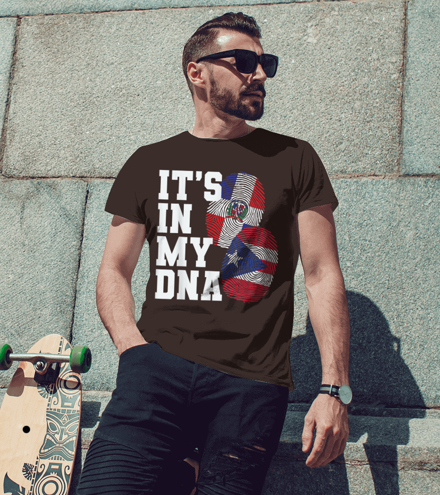 IT'S IN MY DNA Dominican Republic And Puerto Rico Fingerprints T-Shirt