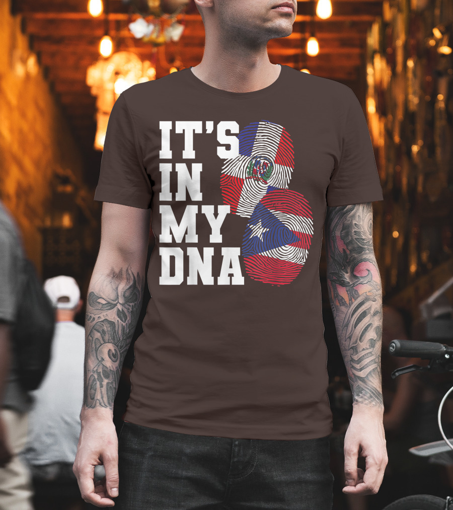 IT'S IN MY DNA Dominican Republic and Puerto Rico Fingerprints T-Shirt