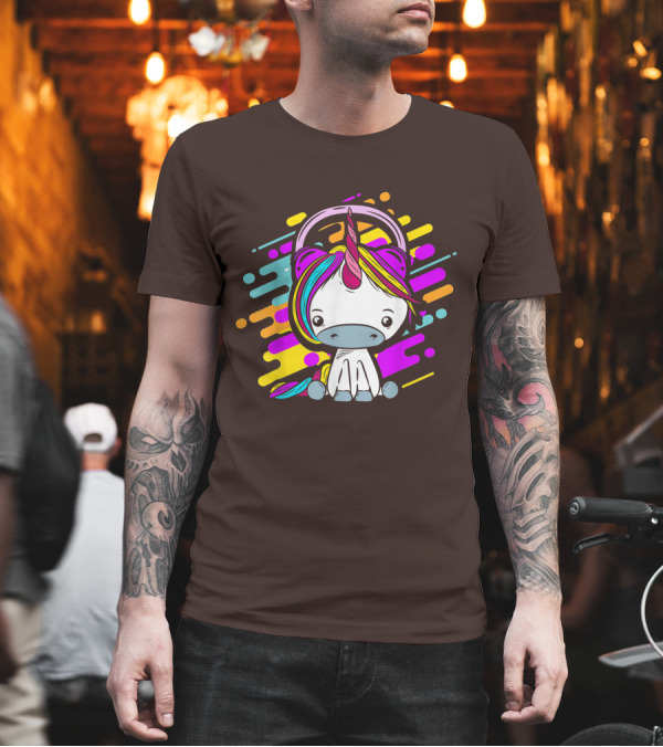 Cute Rainbow Unicorn Headphones Music T-Shirt Cute Rainbow Unicorn Headphones Music T-Shirt