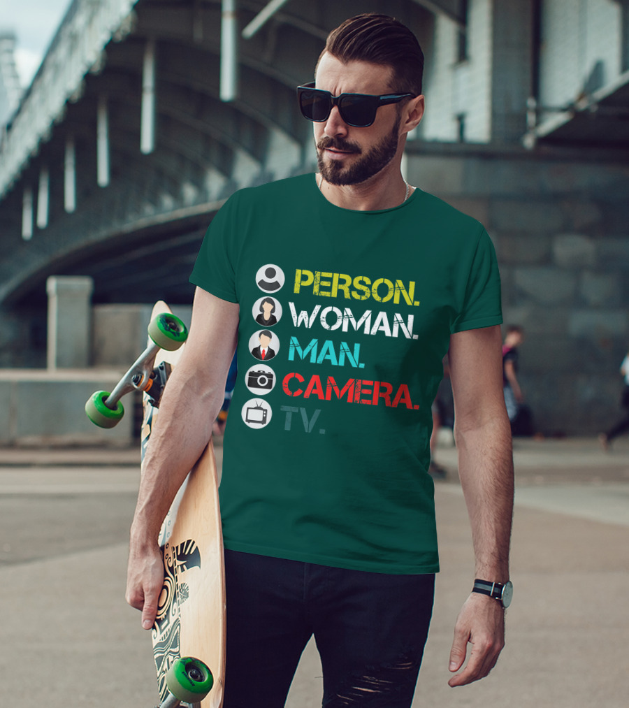 PERSON WOMAN MAN CAMERA TV Circle Icons T-Shirt