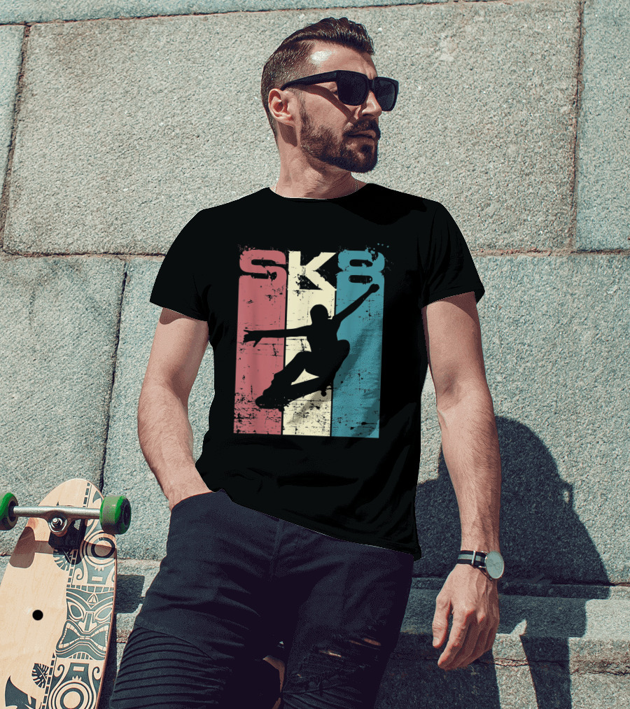 Vintage SK8 Skateboard Lifestyle Retro T-Shirt