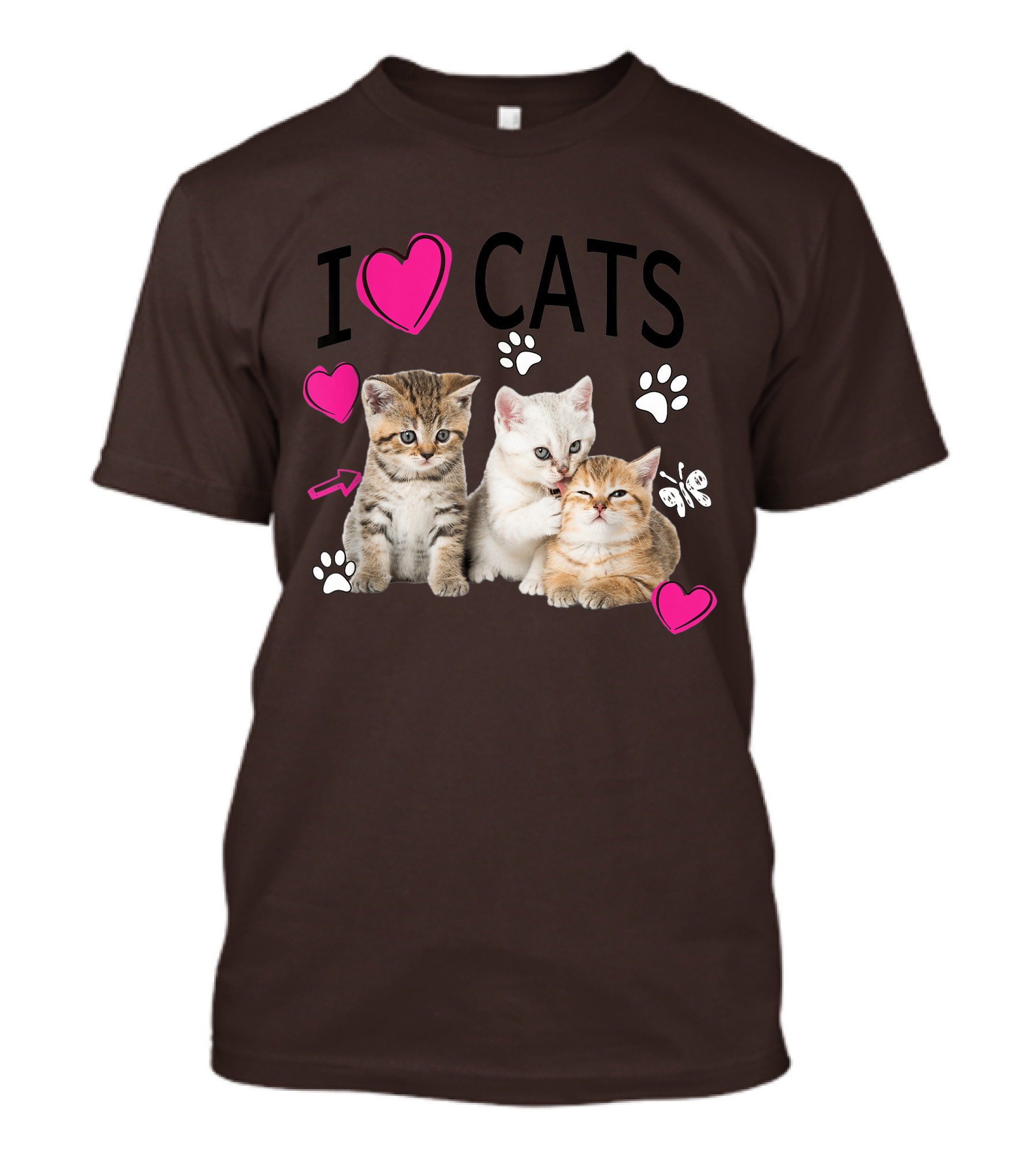 I Heart Cats With Kittens And Pink Hearts T-Shirt