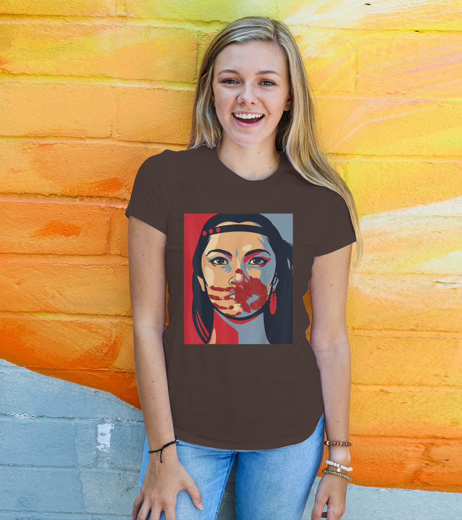 MMIW Awareness Stolen Sisters Indigenous Woman Red Handprint T-Shirt