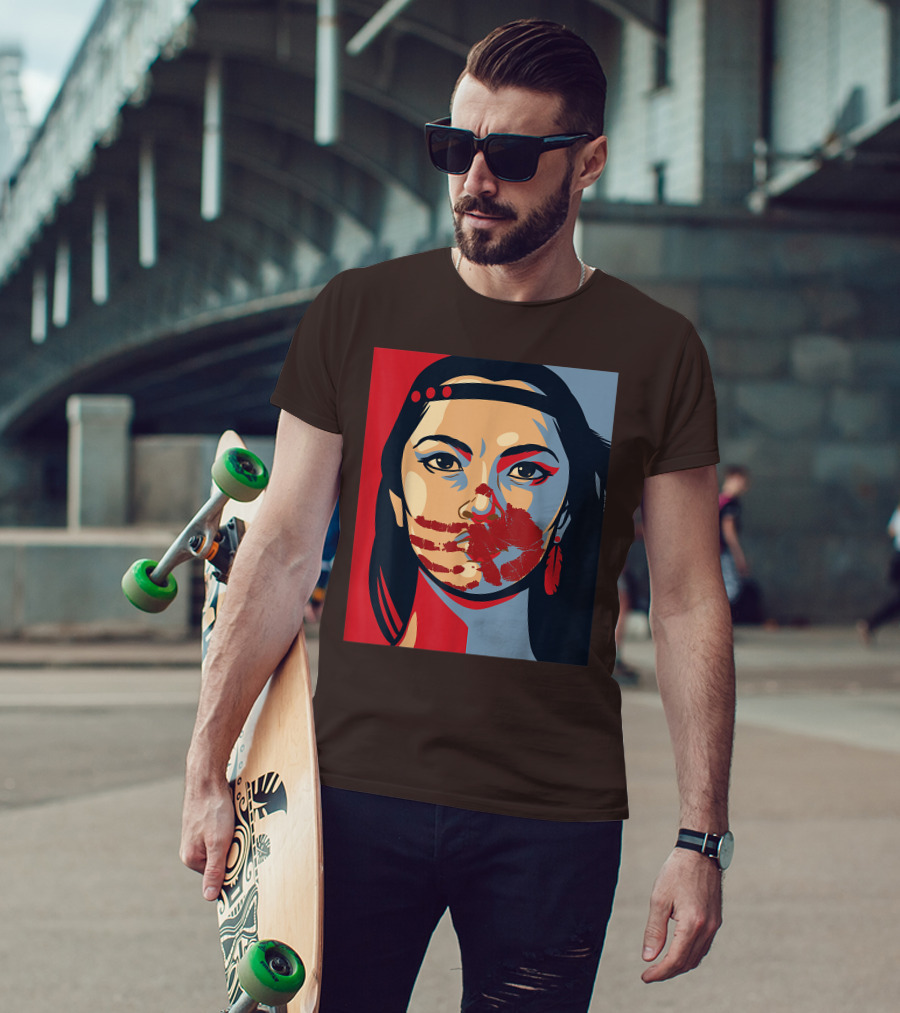 MMIW Awareness Stolen Sisters Indigenous Woman Red Handprint T-Shirt