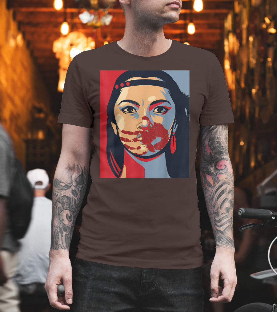 MMIW Awareness Stolen Sisters Indigenous Woman Red Handprint T-Shirt