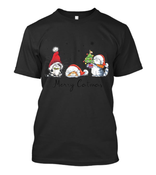 Cats In Santa Hats With Merry Catmas For Cat Lovers T-Shirt