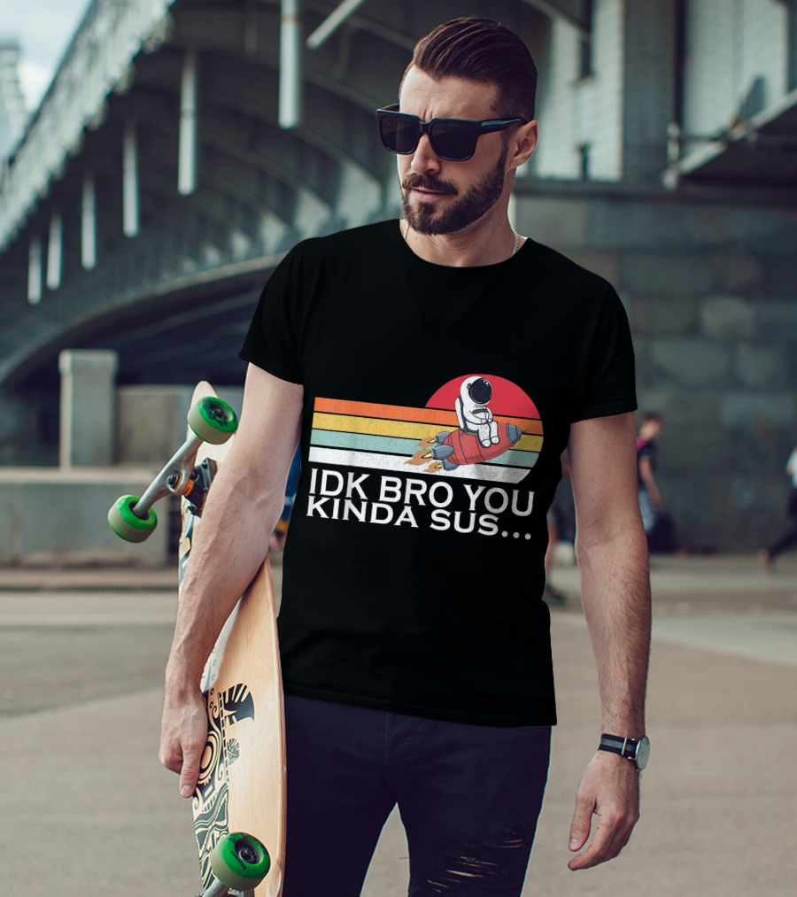 IDK Bro You Kinda Sus Among Space Game Meme Vintage Retro Rocket T-Shirt