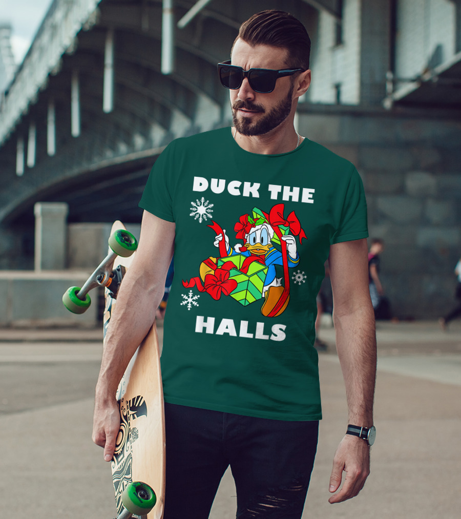 Disney Donald Duck The Halls Christmas Presents Snowflakes T-Shirt