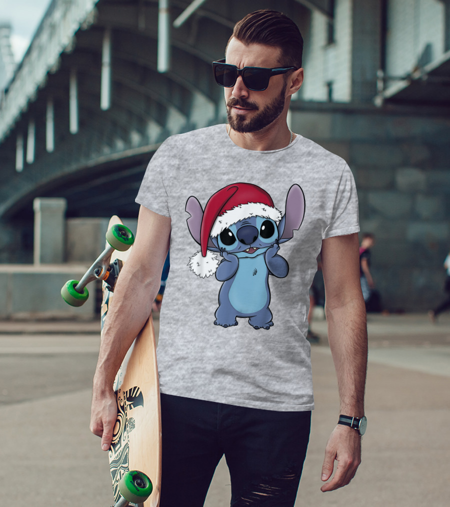 Lilo And Stitch Disney Christmas Santa Hat Stitch T-Shirt