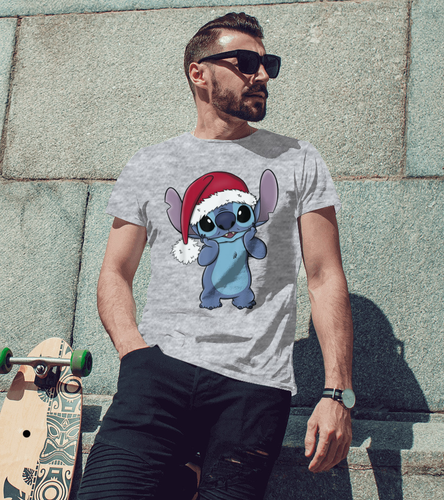 Lilo And Stitch Disney Christmas Santa Hat Stitch T-Shirt