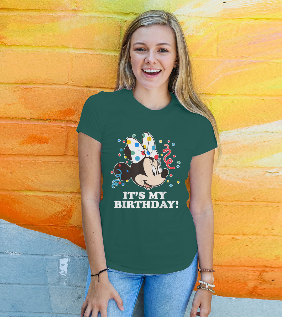 Disney Minnie Mouse It's My Birthday Celebration Confetti Bow Fun T-Shirt