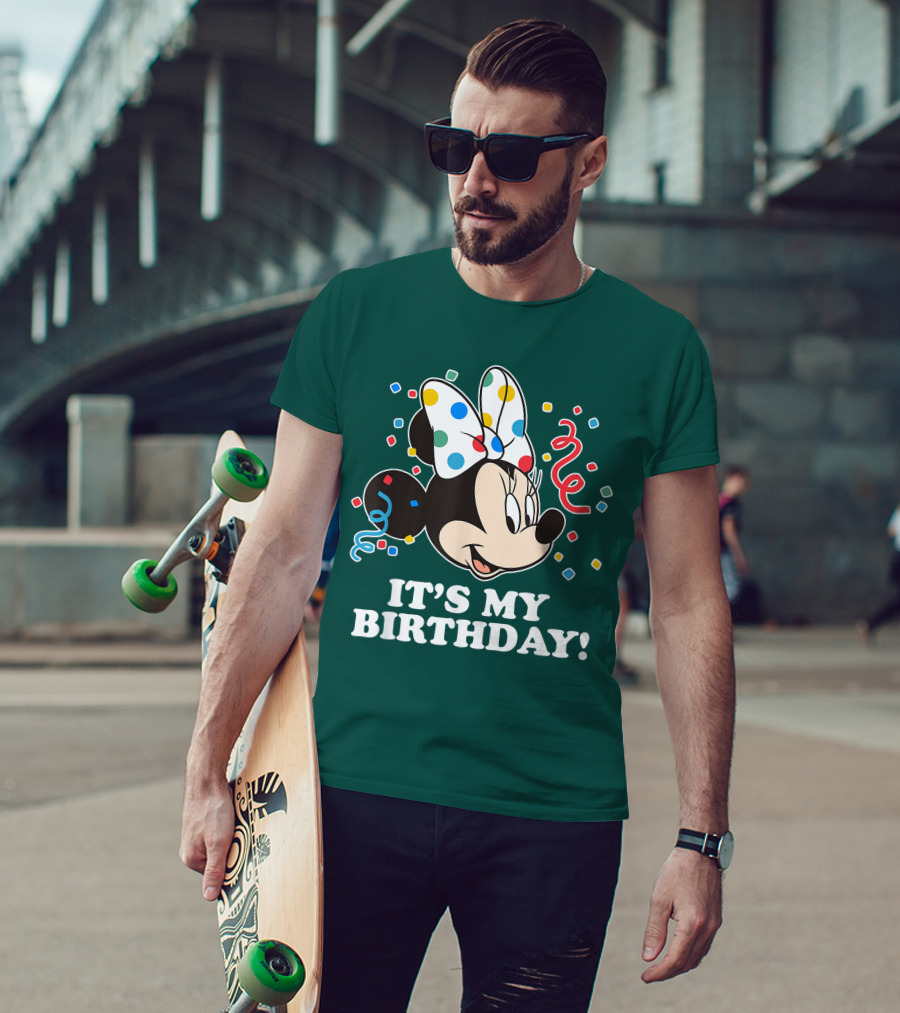 Disney Minnie Mouse It's My Birthday Celebration Confetti Bow Fun T-Shirt