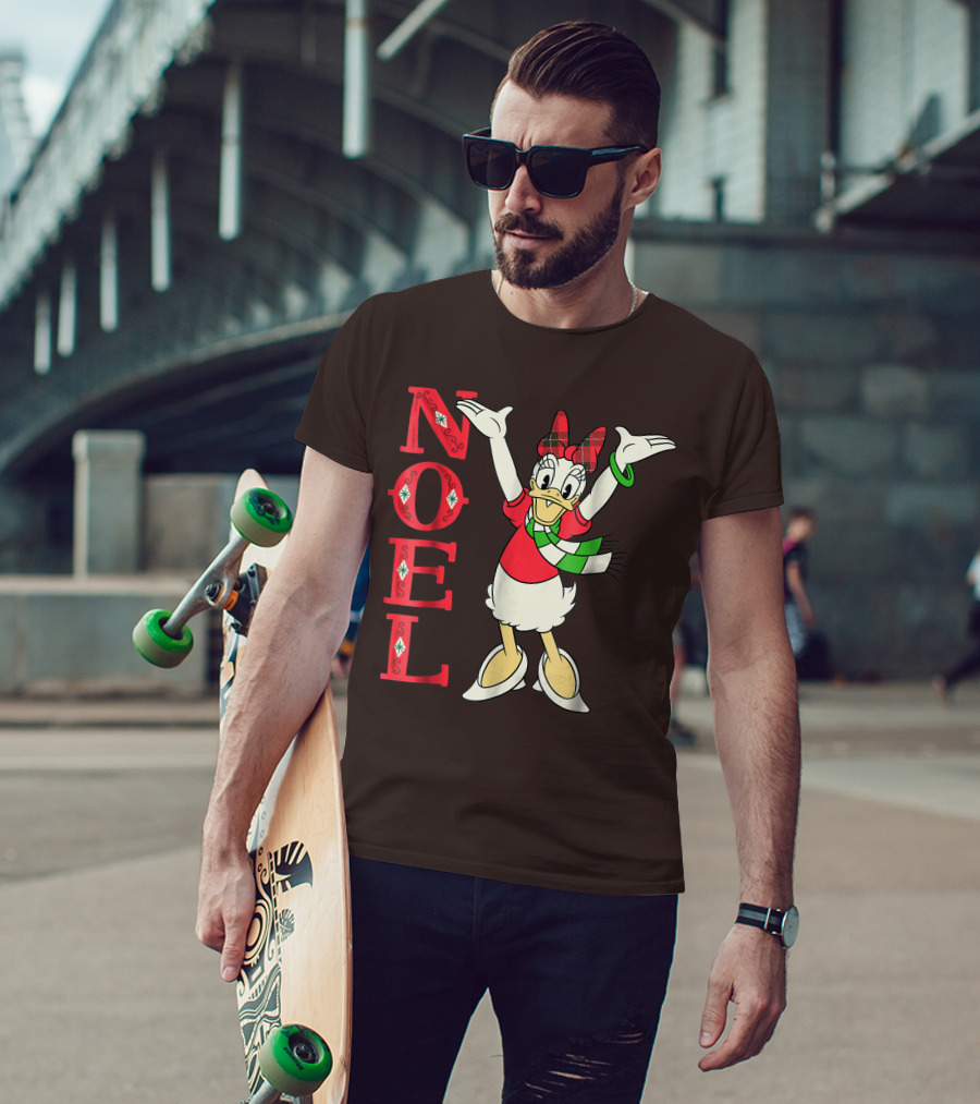 Disney Noel Holiday Vintage Daisy Duck Bow Scarf T-Shirt
