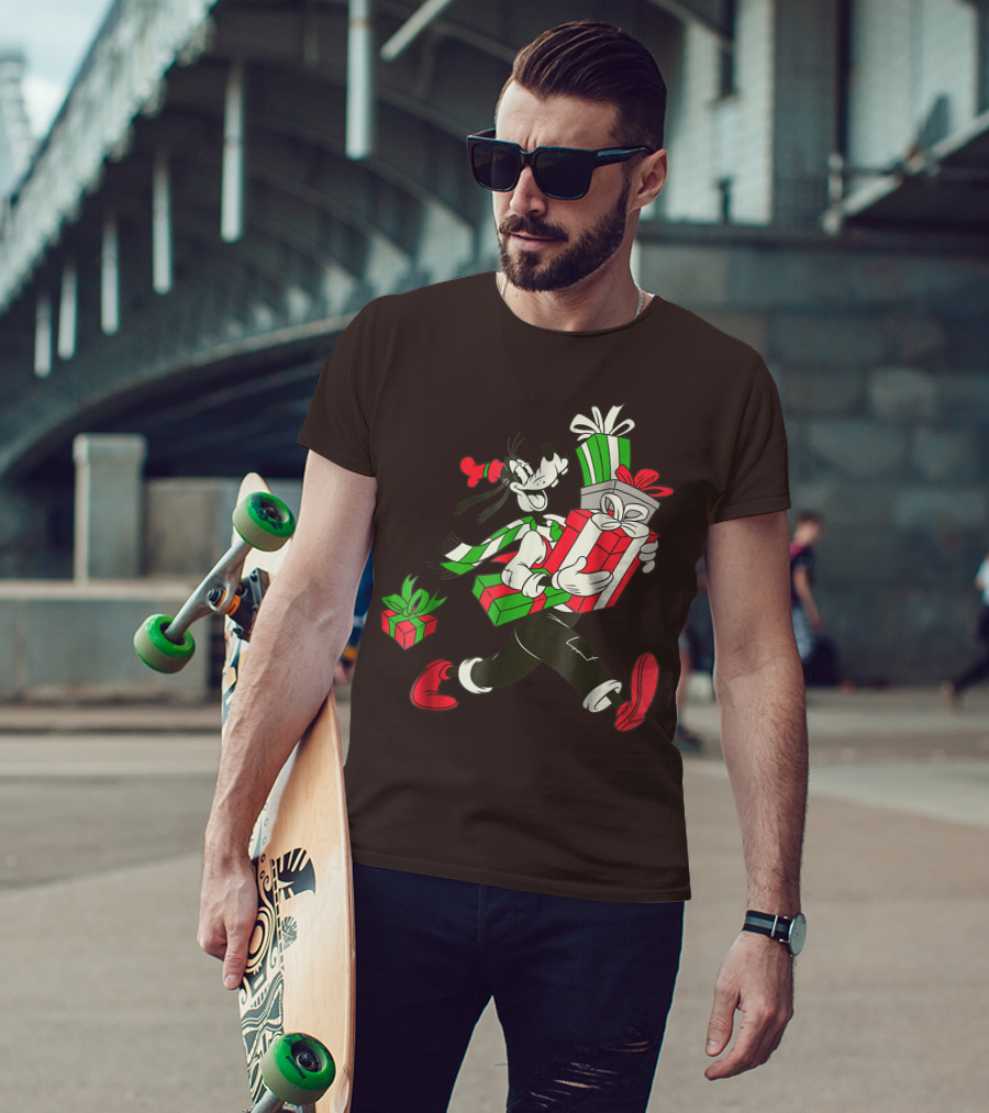 Disney Vintage Goofy Holiday Presents Carrying Christmas Gifts T-Shirt