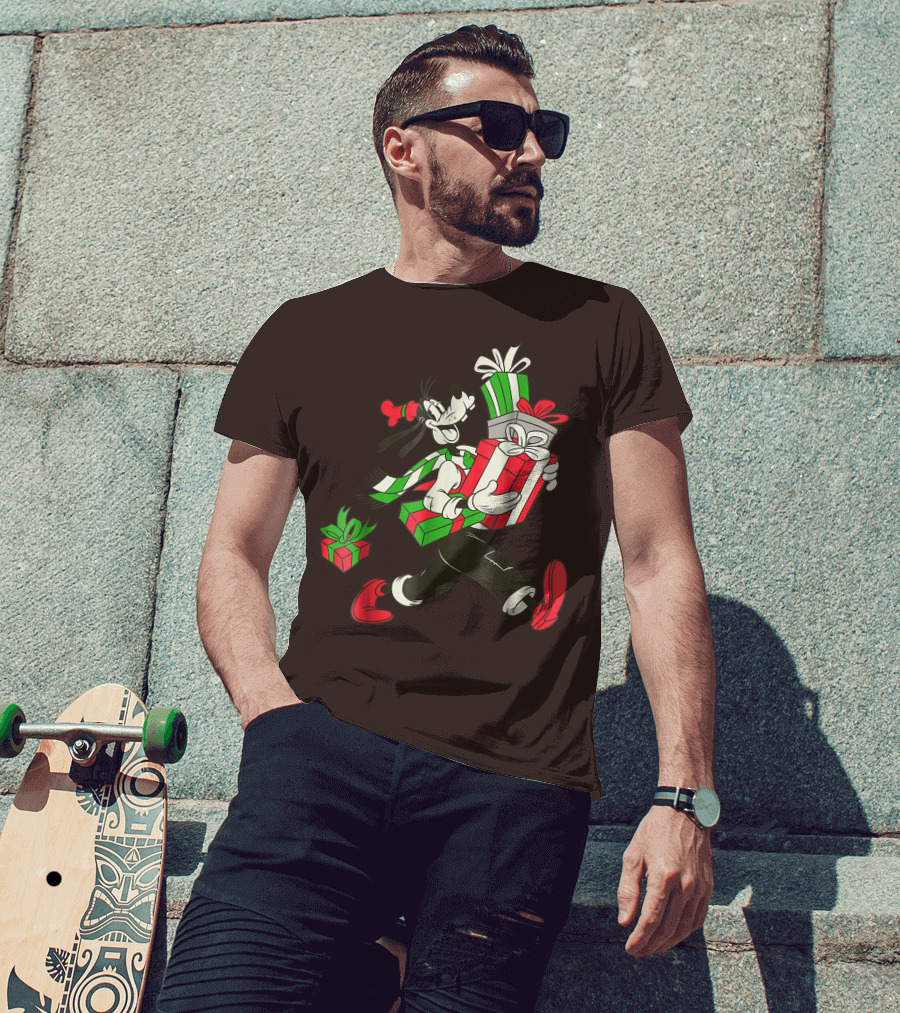 Disney Vintage Goofy Holiday Presents Carrying Christmas Gifts T-Shirt