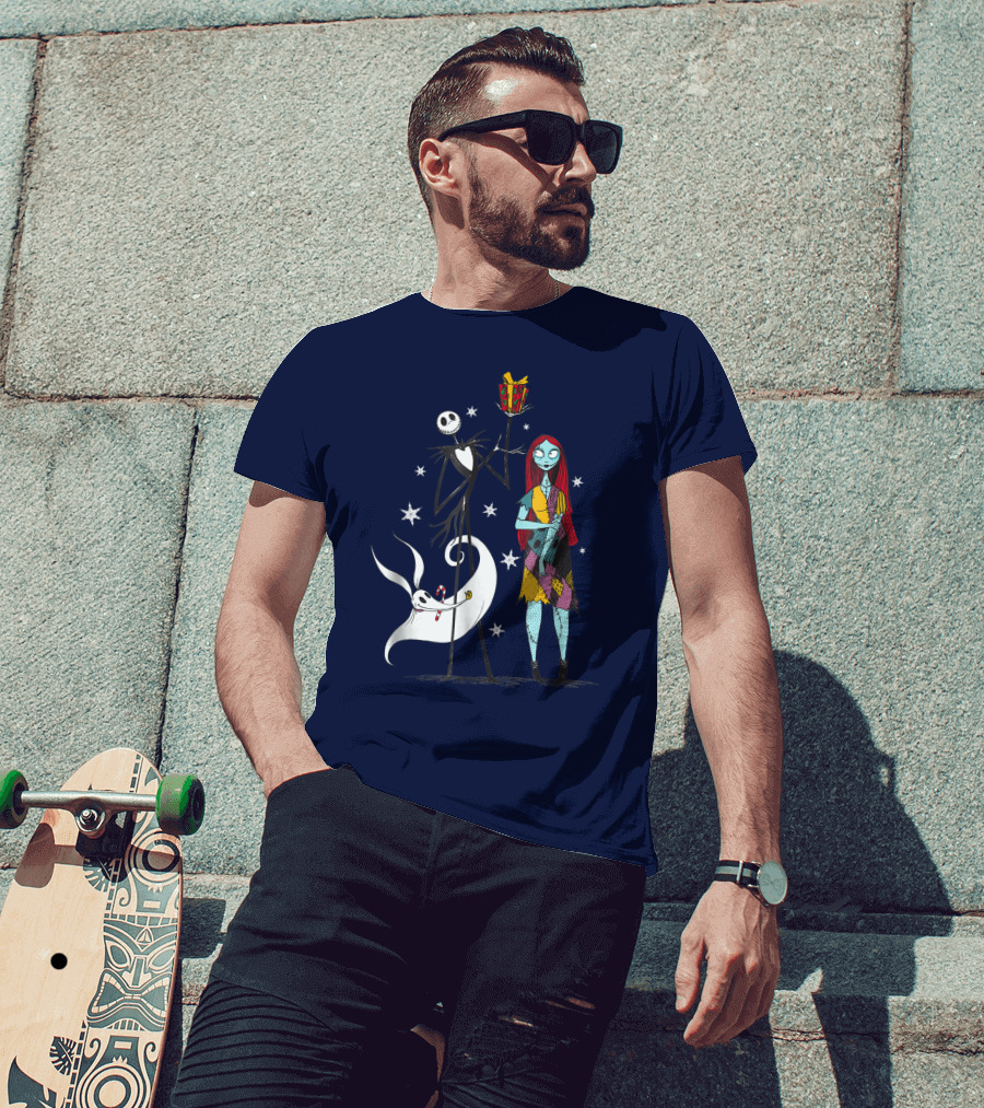 Disney The Nightmare Before Christmas Jack Skellington And Sally With Zero T-Shirt