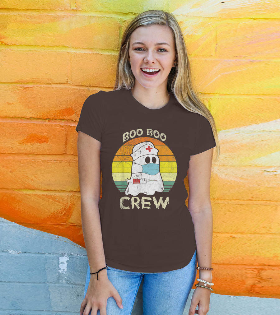Boo Boo Crew Ghost Nurse With Mask And Syringe T-Shirt