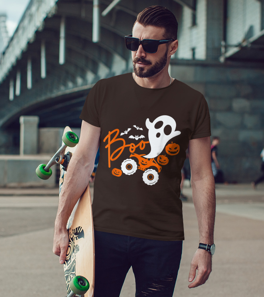Boo Ghost Monster Truck Halloween Pumpkin Bats T-Shirt