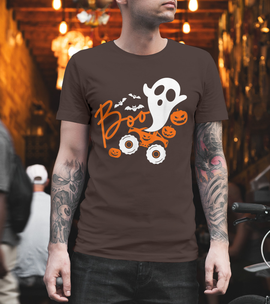 Boo Ghost Monster Truck Halloween Pumpkin Bats T-Shirt
