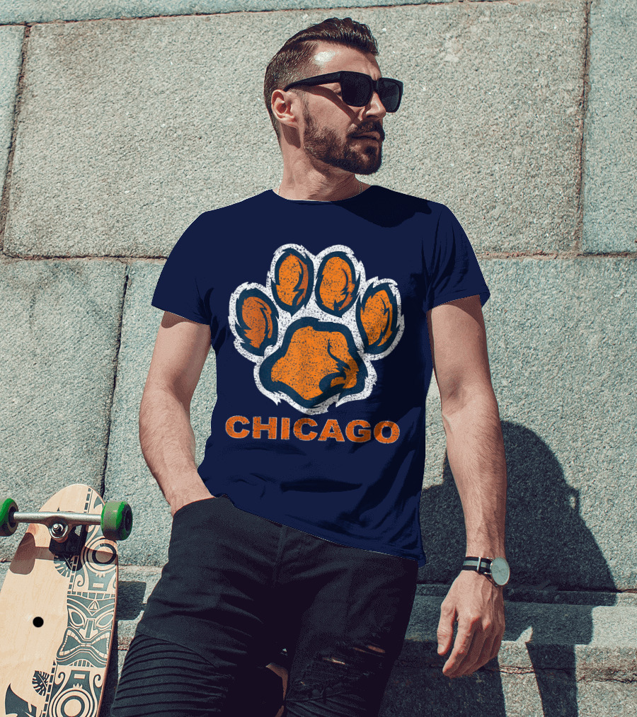 Chicago Bear Paw Orange Vintage Football T-Shirt