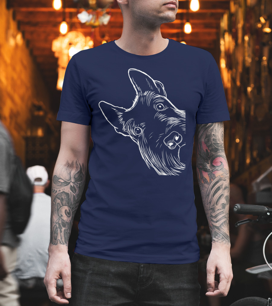 Funny Scottish Terrier Scottie Dog Peeking T-Shirt