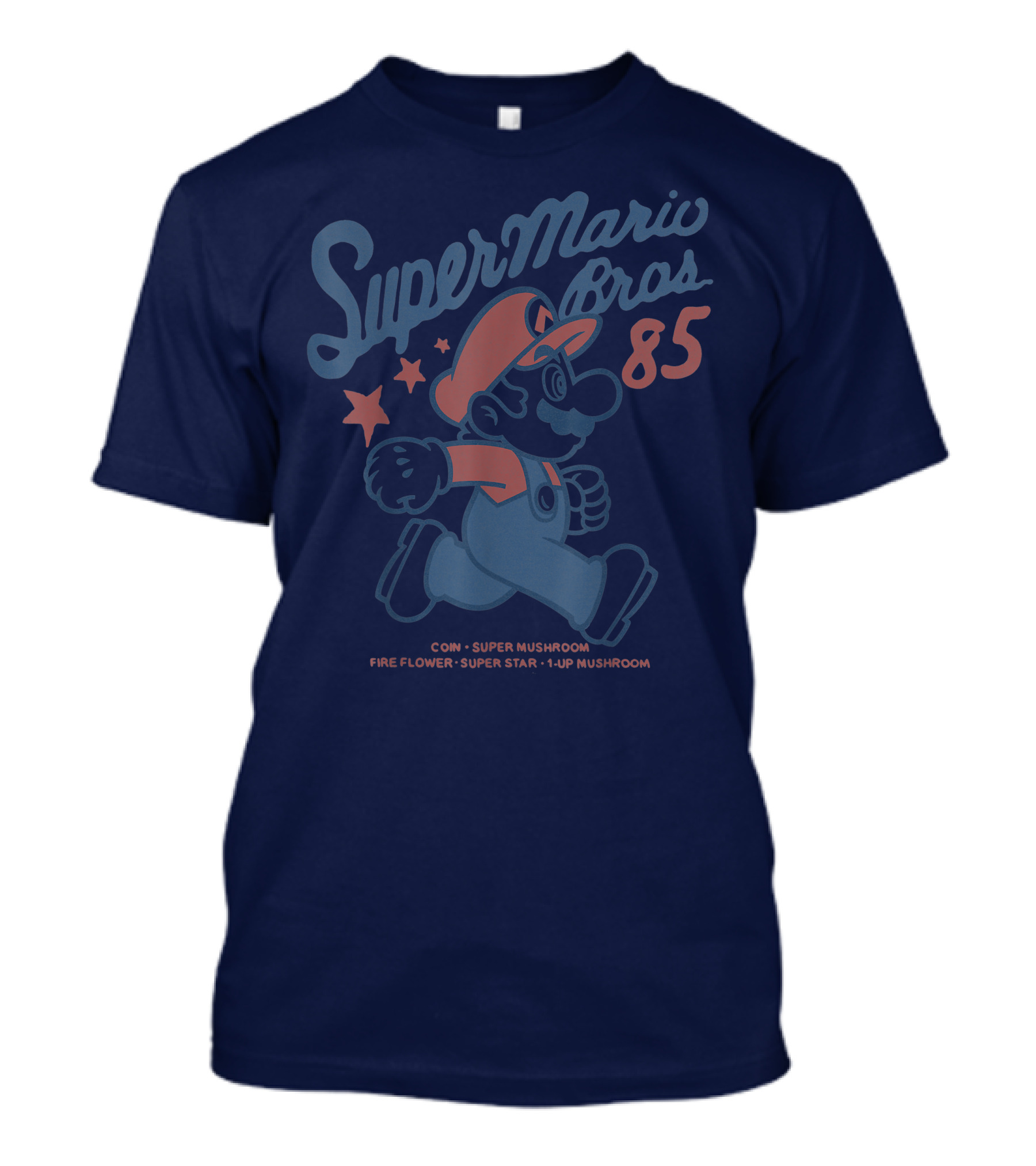Super Mario Bros 85 Coin Super Mushroom Fire Flower Super Star 1-Up Mushroom T-Shirt