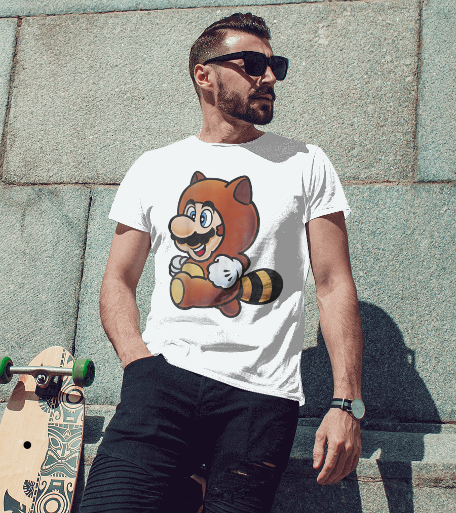 Super Mario Bros Tanooki Mario Power-Up Suit Character T-Shirt