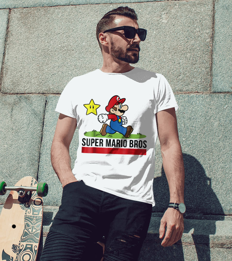 Super Mario Bros Star Walking Fun Iconic T-Shirt