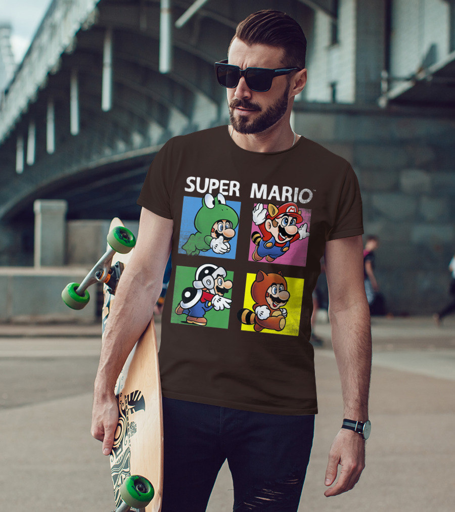 Super Mario Frog Tanooki Hammer Raccoon Costumes T-Shirt