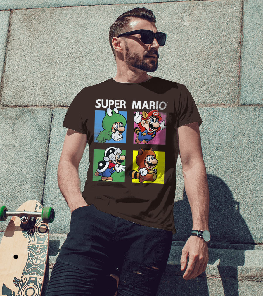 Super Mario Frog Tanooki Hammer Raccoon Costumes T-Shirt