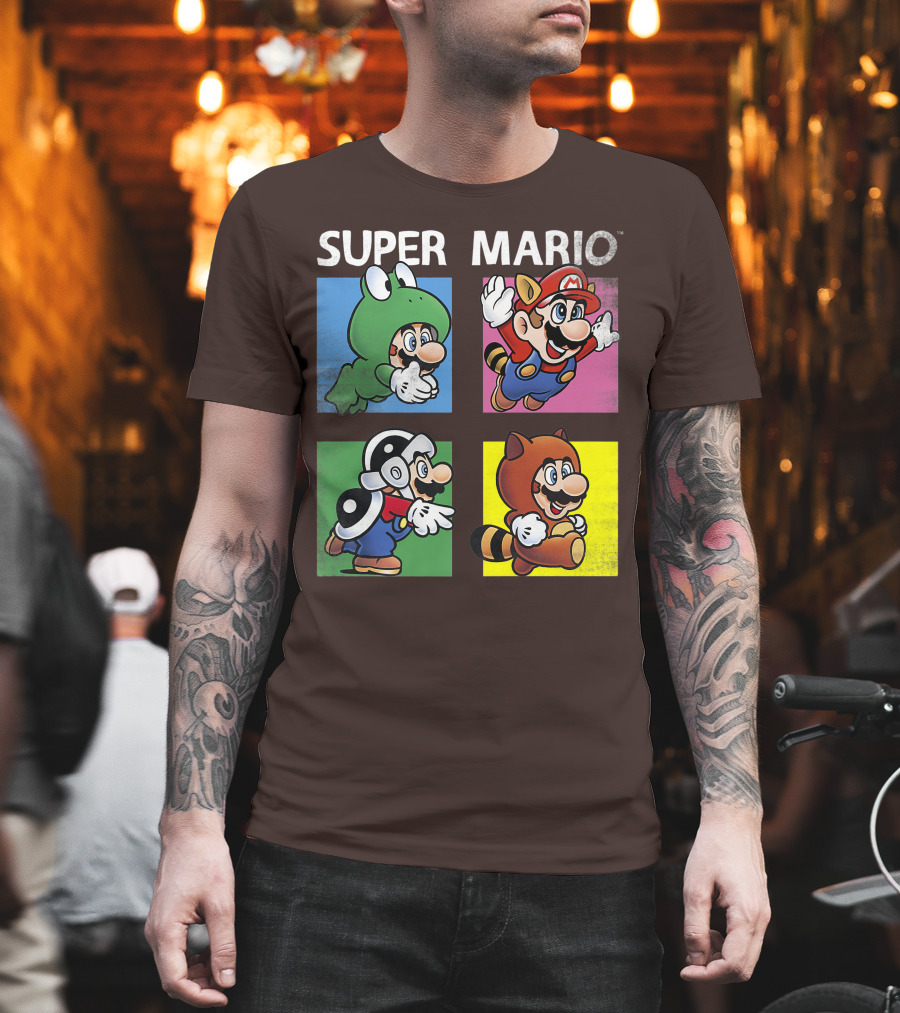 Super Mario Frog Tanooki Hammer Raccoon Costumes T-Shirt