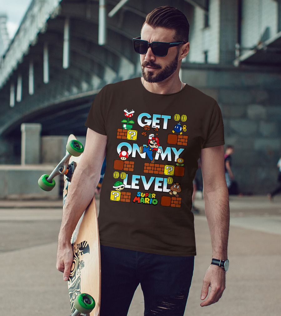 Super Mario Get On My Level With Iconic Game Characters T-Shirt