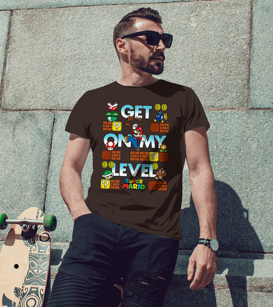 Super Mario Get On My Level With Iconic Game Characters T-Shirt