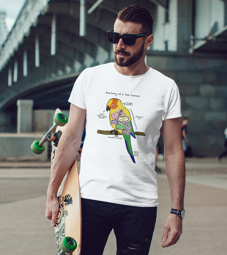 Anatomy Of A Sun Conure Parrot Snuggle Sensors Shirt Destroying Device Funny Parrot T-Shirt