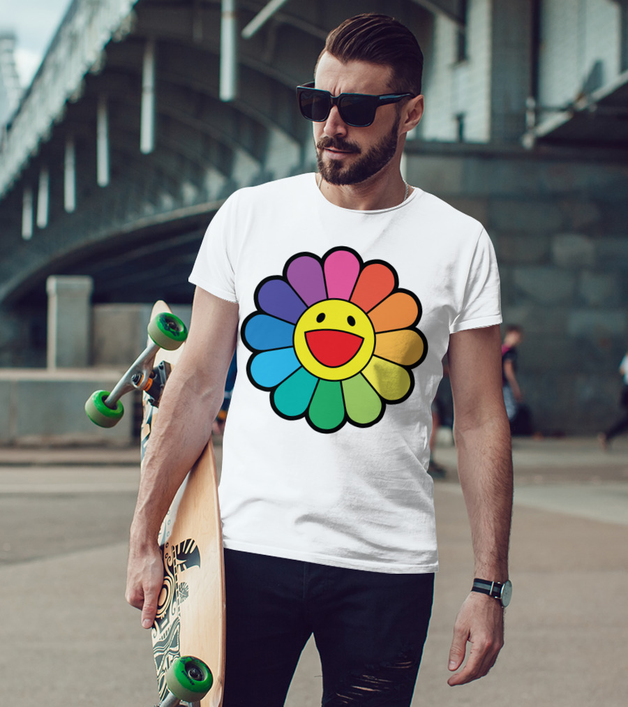 Takashi Murakami Smiling Flower Rainbow Colors T-Shirt