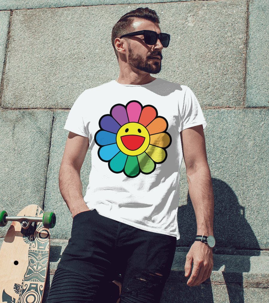 Takashi Murakami Smiling Flower Rainbow Colors T-Shirt