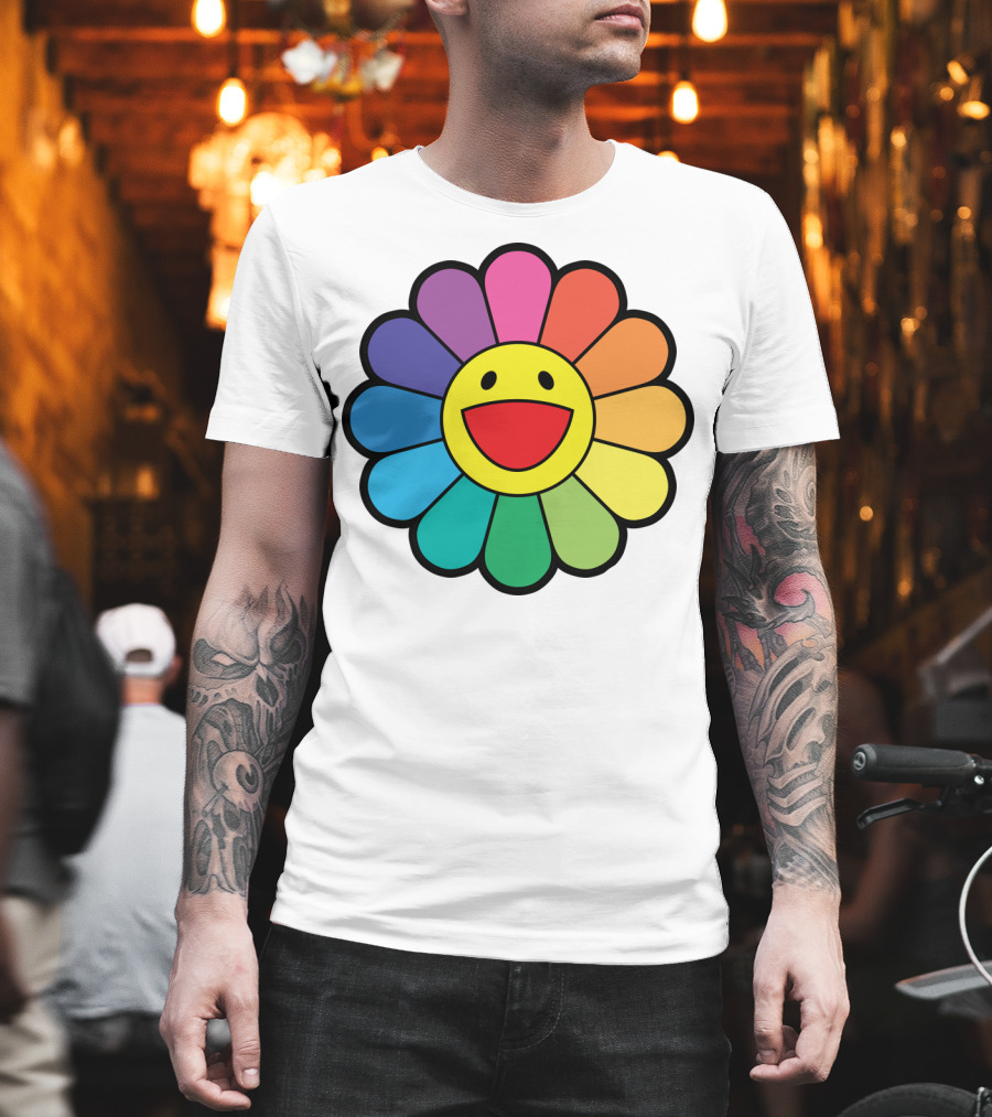 Takashi Murakami Smiling Flower Rainbow Colors T-Shirt