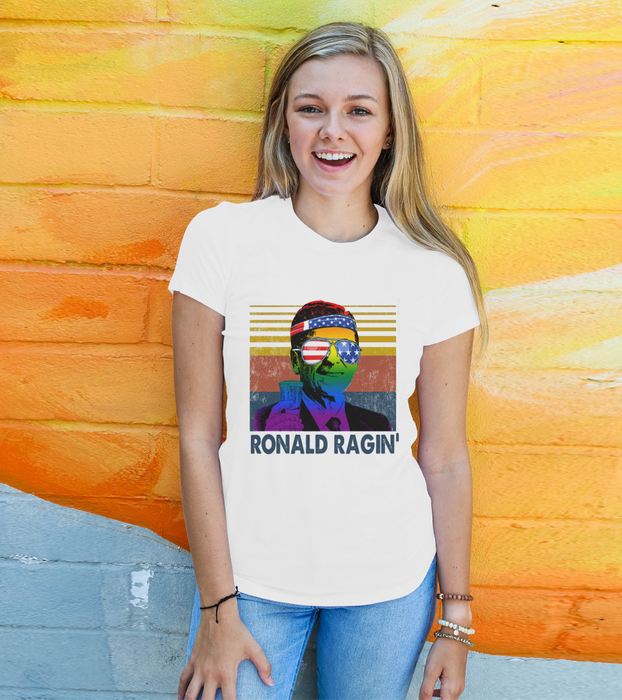 Ronald Ragin Rainbow Americana Bandana Sunglasses Flag Stripes T-Shirt