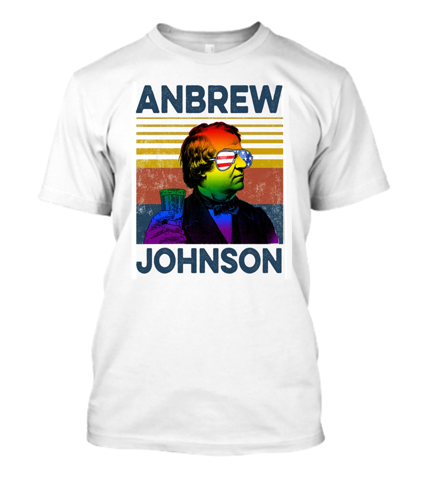 Anbrew Johnsons Pride Rainbow Sunglasses Beer Drink T-Shirt
