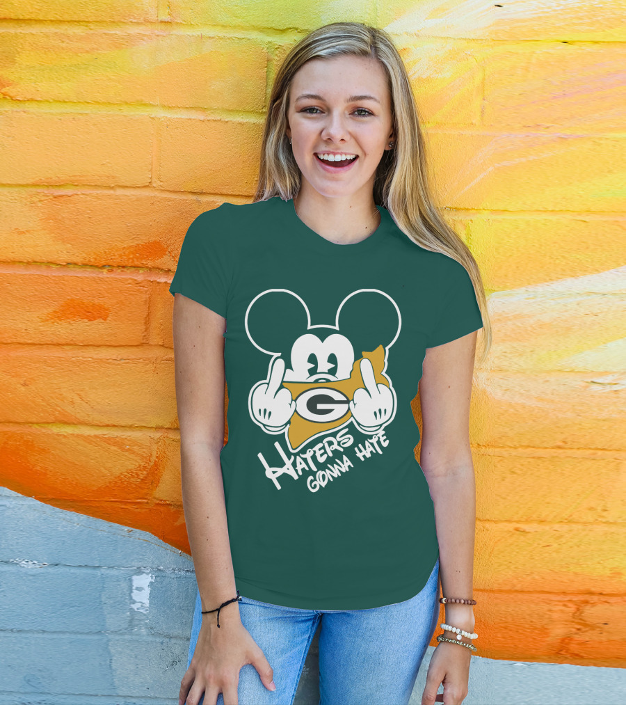 Packers Logo With Mouse Ears And Haters Gonna Hate T-Shirt