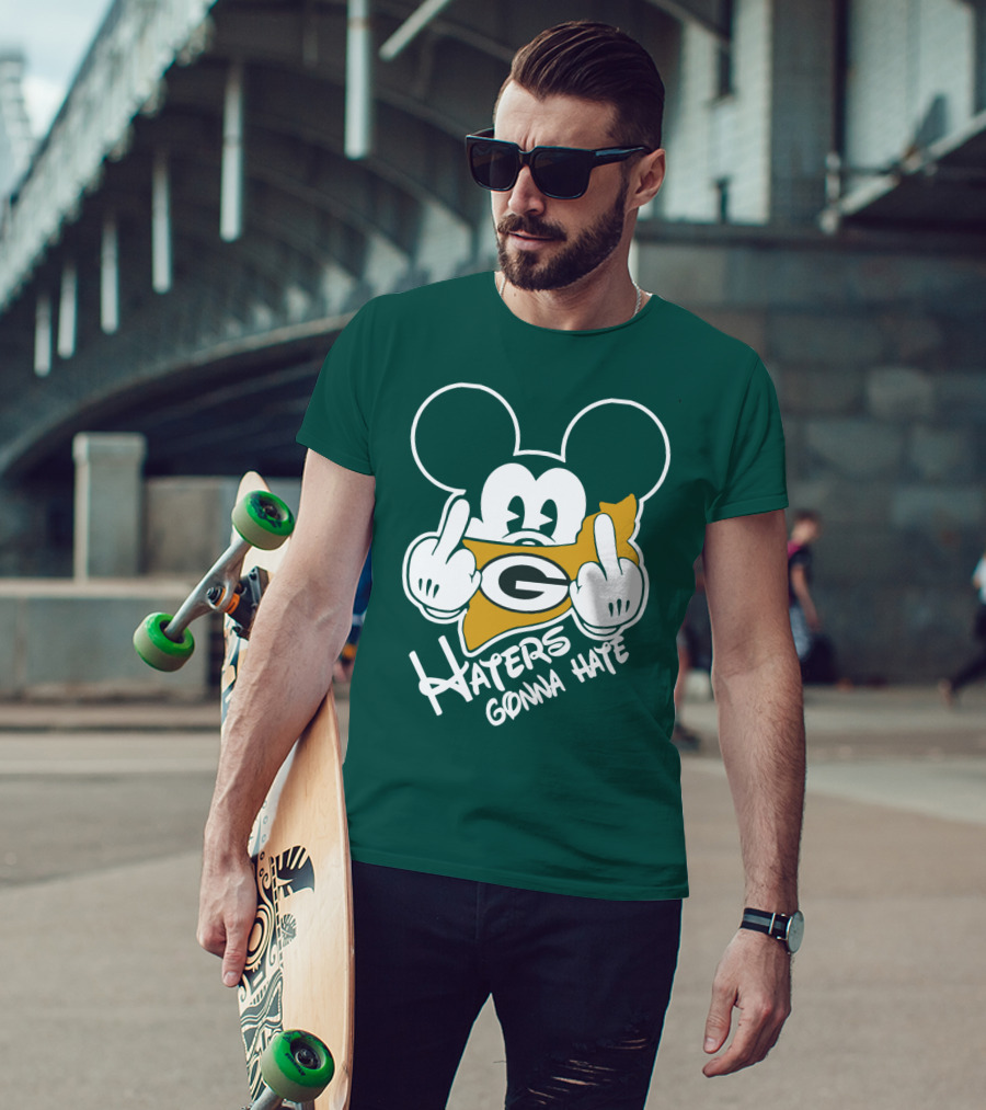 Packers Logo With Mouse Ears And Haters Gonna Hate T-Shirt