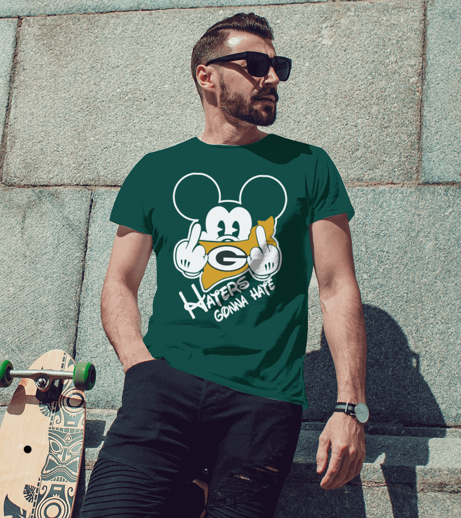 Packers Logo With Mouse Ears And Haters Gonna Hate T-Shirt