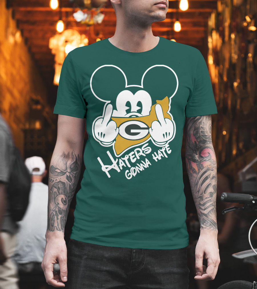 Packers Logo With Mouse Ears And Haters Gonna Hate T-Shirt