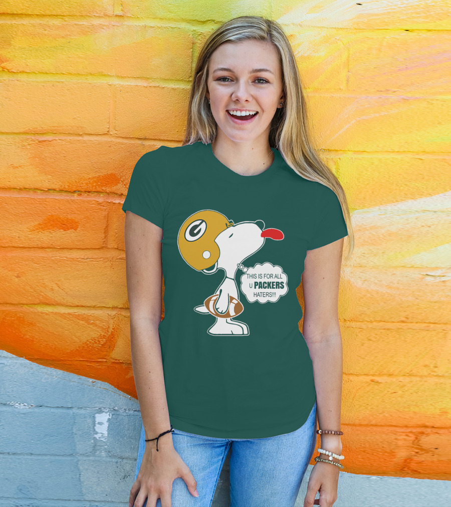 Green Bay Packers Snoopy Helmet Football Packers Haters T-Shirt