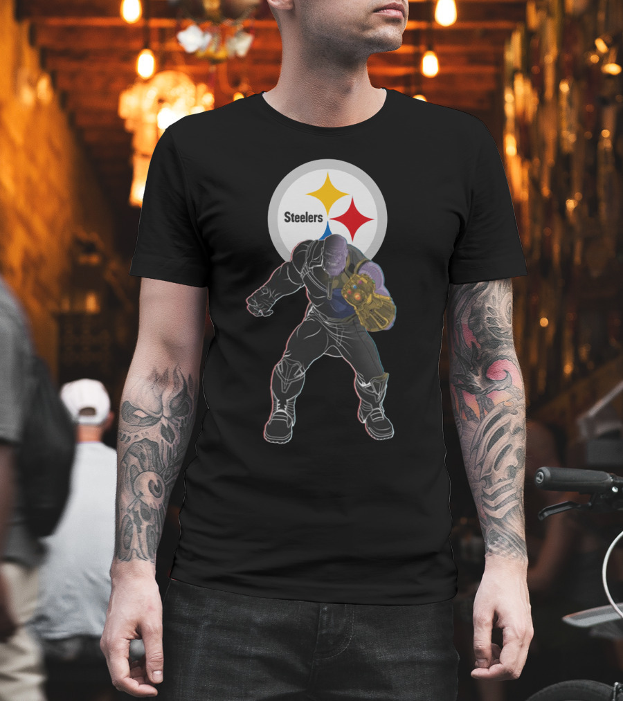 Steelers Nfl Team With Infinity Gauntlet Comic Crossover T-Shirt