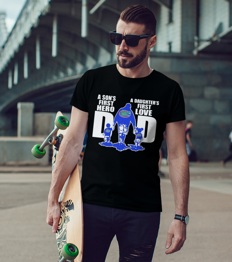 A Son's First Hero A Daughter's First Love Dad Florida Gators Family Connection T-Shirt